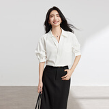 伯德小姐白色设计感轻奢v领衬衫女夏通勤日常短袖上衣职业小个子面试衬衣