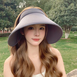 目丸UPF50+大帽檐夏季骑车防紫外线空顶防晒帽女uv太阳帽子遮阳帽遮脸 7#灰色环绕式超大檐 【可折叠】