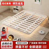 冠纪悬浮床现代简约拼接无床头排骨架铁艺双人床主卧轻奢床悬浮双人床 白色排骨架 1500mm*1900mm