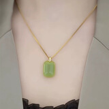 称心如意项链男女款轻奢如事牌平安无事牌吊坠翠绿显白复古锁骨链 称心如意项链