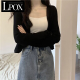LPOX外套夏季女小坎肩披肩夏季配外搭罩衫冰短款欲风衣开衫外套女 黑色 M _86-105斤