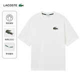 LACOSTE法国鳄鱼男女同款休闲宽松圆领情侣款落肩短袖T恤|TH0062 001/白色 M