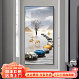 墨派（Mopai）玄关装饰画竖版现代简约走廊过道背景墙壁画入户轻奢挂画免打孔 石来运转 70*140cm晶瓷+铝合金边框