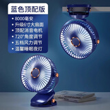 SCOLiB【五档变频风扇】小风扇桌面小型制冷空调制冷usb可充电夹子扇壁挂宿舍床上用台式卧室办公室 蓝色丨可用8天丨5档强风丨可夹可挂 8000mAh