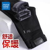 真维斯（Jeanswest）加绒牛仔裤男士秋冬款加厚保暖直筒宽松外穿休闲加棉冬季长裤子男 037纯黑色加绒 30 码
