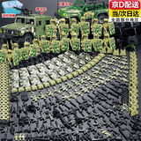 兼容乐高特种兵军事积木玩具特警小人拼装模型男孩儿童圣诞礼物 猎豹18人18盾+吉普+悍马车+桶