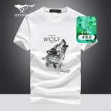 七匹狼短袖T恤男25夏季休闲百搭圆领印花狼头体恤衫男士短t潮流男装上衣 803(本白)-狼头2829款 XL (175) 92A