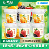 琴牌新希望活润酸奶 轻食杯大果粒益生菌风味发酵乳生牛乳发酵 340g 黄桃芒果*3桶+草莓桑葚*3桶