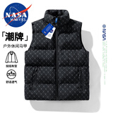 NASA MARVEL马甲男外套上衣男士秋冬季潮牌立领防风加厚百搭保暖 黑色 L