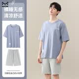 猫人睡衣男夏季冰丝短袖短裤男士新款休闲大码可外穿薄款家居服套装 【凉感冰丝】颜色六 2XL 【建议140-160斤】