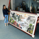 牧子喜行万里长城靠山图办公室聚宝盆山水画客厅风景挂画沙发背景墙装饰画 13款-富春山居 - 长168*60cm 成+有机玻璃+实木边框