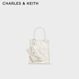 CHARLES&KEITH纯色褶皱磁吸手提斜挎托特包包女包生日礼物CK2-30782347 Cream奶白色 S