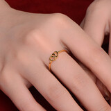 蒂蔻（Tico）足金999心心相印黄金戒指女爱心5G硬金开口实心素圈戒指生日礼物