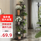 索尔诺 花架多层折叠落地室内家用阳台装饰花架铁艺客厅庭院简约多肉架 铜金花h919（9盆升级版）
