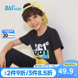 361°童装儿童短袖2025夏季男童短袖t恤男大童夏季短袖上衣 黑 160