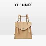 天美意（TEENMIX）双肩包牛皮高级感书包休闲通勤单肩旅行背包生日礼物送女友老婆