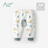 棉棉柔男宝宝开裆裤春秋婴儿裤子儿童开档裤外穿秋裤纯棉夏季男童女长裤 米白恐龙 【春秋款】 90