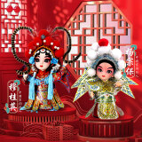 伟龙京剧人偶中国风特色礼物送老外出国北京文创纪念品绢人娃娃桌摆件 杨宗保+穆桂英礼盒+礼袋 国粹 京