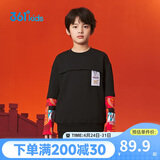 361°新年儿童卫衣男童3-14岁保暖假两件潮酷套头卫衣  黑160