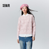 森马毛衣女冬宽松时尚气质圆领针织衫优雅千鸟格套头衫女装内搭 红色调00366 L