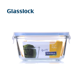 Glasslock 韩国进口钢化玻璃保鲜盒冰箱收纳饭盒硅胶圈色随机 正方形斜角920ml(微波款