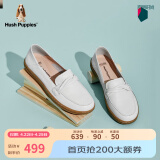 暇步士（Hush Puppies）皮鞋女士平底休闲一脚蹬英伦乐福鞋B2I08AA1 白色 35