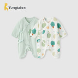 童泰（TONGTAI）婴儿连体衣夏纯棉衣服初生宝宝蝴蝶哈衣爬服提花绿色66cm