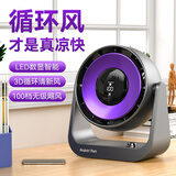 VEZO【空气循环扇】桌面小型风扇USB家用台式小电扇涡轮制冷便携大风力空调扇宿舍办公室挂壁卧室厨房 【戴森灰】5000毫安丨智能数显丨100档无级变速