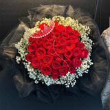 初卉（C·hui）鲜花同城配送玫瑰花鲜花花束鲜花速递女友老婆女生日礼物预定花店 O款-33朵红玫瑰花束+随机皇冠+小灯 鲜花