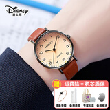 迪士尼（Disney）女士手表女款初高中学生考试专用2025新款静音机械生日圣诞礼物 简约复古棕