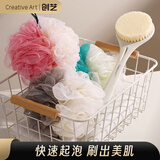 洗澡刷搓背刷沐浴球超大搓澡洗澡神器软毛长柄刷浴花搓澡巾4件套