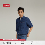 Levi's李维斯2023春季新品男士宽松浅蓝色牛仔衬衫时尚简约外套 中蓝色 XS