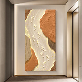 集简季现代轻奢入户玄关装饰画九鱼图砂岩肌理壁画竖版走廊过道挂画