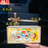 卡丘比哆啦a梦手办机器猫小夜灯台灯摆件儿童节送女生朋友闺蜜生日礼物 星空夜游哆啦+带灯木框+礼袋【成品】