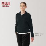 无印良品（MUJI）女式 羊毛混 毛圈花式线 POLO针织衫毛衣女装翻领 BA1P7A4A 深灰色 S (155/80A)