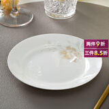 煜乾盘子菜盘餐盘鱼盘家用牛排1个装汤盘骨瓷碟子创意陶瓷盘餐具圆形 平盘 1个 8英寸