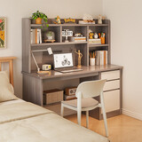 甘慕书桌学习桌书柜一体电脑桌台式家用学生写字带书架桌子办公桌 【标准款】莫兰迪灰色120cm 【加大单桌】