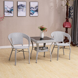 欧凯多藤椅三件套阳台桌椅单人椅子简约休闲凳子腾椅钢化玻璃小桌子方形方桌户外茶几组合沙发室内客厅 斑马色两椅一桌坐垫抱枕