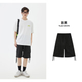 美特斯邦威休闲短裤男款合集夏季时尚牛仔短裤系带短裤 Q款-影黑 L 175/80A