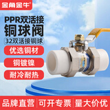 金角金牛ppr双活接铜球阀4分20 25 32 40 50ppr水管配件热熔阀门 32PPR（1寸）双活接铜体铜球镀镍款