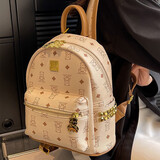 星昔包包女包大容量双肩包2025皮质大学生书包通勤旅游背包圣诞礼物 米白色小熊【大号】