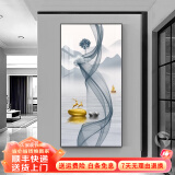 墨派（Mopai）玄关装饰画竖版现代简约走廊过道背景墙壁画入户轻奢挂画免打孔 前程似锦 80*160cm晶瓷+铝合金边框