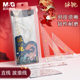晨光(M&G)文具锦鲤蓝色套尺尺子套装小学生考试 4件套直尺15cm+三角尺*2+量角器考研开学文具