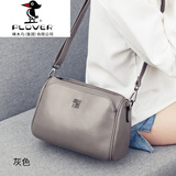 PLOVER包包女新款时尚百搭真皮单肩斜挎包牛皮手提链条包 浅灰色