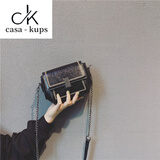 casa-kupsCK真皮小包包女2025七夕潮韩版百搭斜挎包洋气夏季迷你链条包 黑色