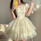 西儿海边公主风蝴蝶结蓬蓬连衣裙少女感气质显白短裙森系公主连衣裙 蓬蓬连衣裙 M 95-105斤