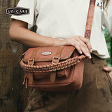 UNICARE复古邮差包 单肩斜挎包 手提信封包单反相机包防泼水