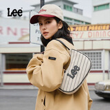 LEE飞织丹宁腋下包2024新款时尚女士包手拎单肩包七夕礼物斜挎新月包 米白