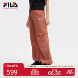 FILA 韩素希同款|斐乐官方女装小狐狸梭织长裤2025夏季新款时尚收口裤 细豆沙红-RD XL 175/74A/XL