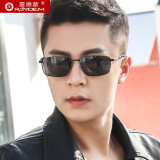 雷德蒙开车钓鱼专用墨镜男士偏光太阳镜男款方形眼睛防晒眼镜方框驾驶镜 黑框 黑灰偏光片(礼盒包装)